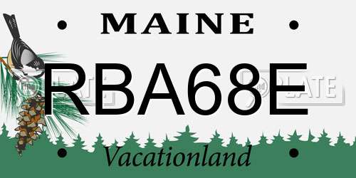 RBA68E Maine License Plate