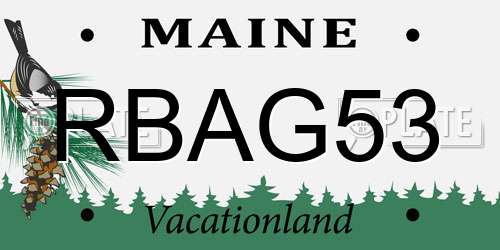 RBAG53 Maine License Plate