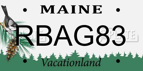 RBAG83 Maine License Plate