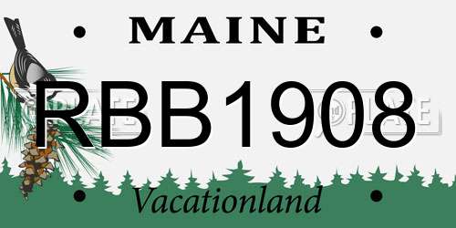 RBB1908 Maine License Plate