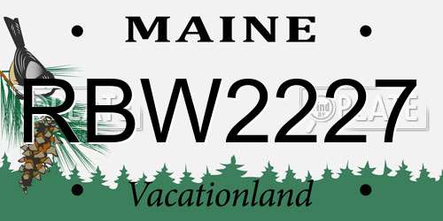RBW2227 Maine License Plate