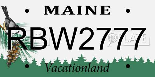 RBW2777 Maine License Plate