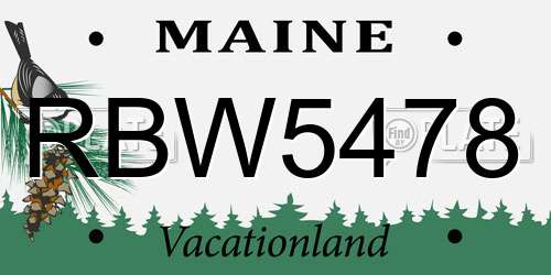 RBW5478 Maine License Plate