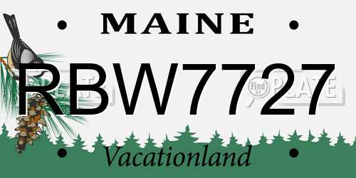 RBW7727 Maine License Plate