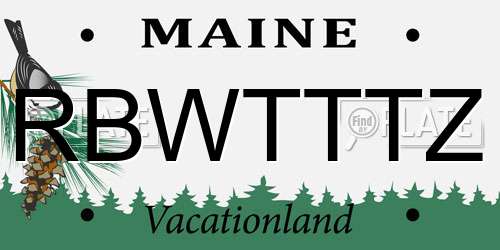RBWTTTZ Maine License Plate