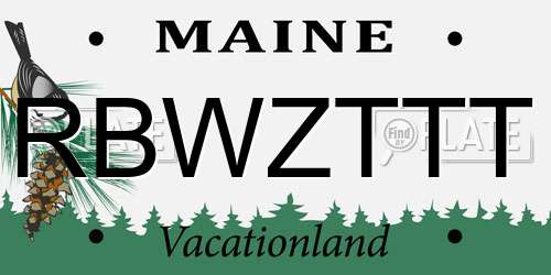 RBWZTTT Maine License Plate