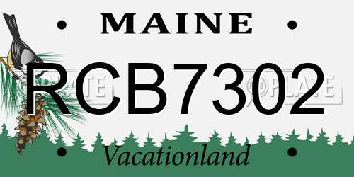 RCB7302 Maine License Plate