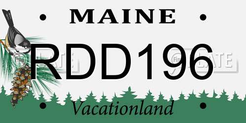 RDD196 Maine License Plate
