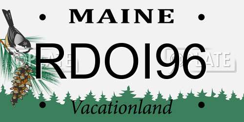 RDOI96 Maine License Plate