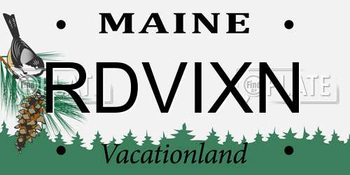 RDVIXN Maine License Plate