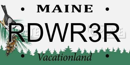 RDWR3R Maine License Plate