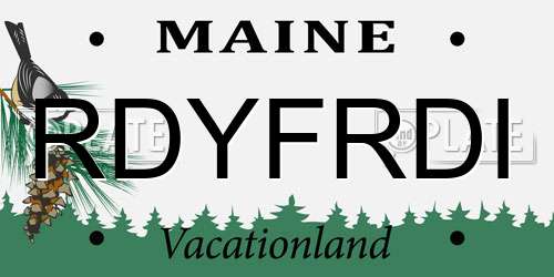 RDYFRDI Maine License Plate