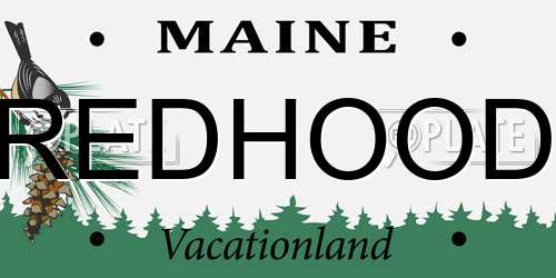 REDHOOD Maine License Plate