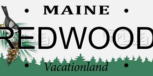 REDWOOD Maine License Plate