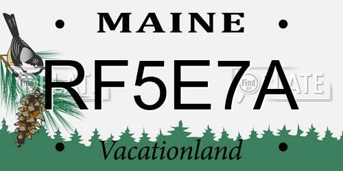 RF5E7A Maine License Plate