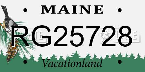 RG25728 Maine License Plate
