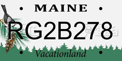 RG2B278 Maine License Plate