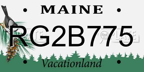 RG2B775 Maine License Plate