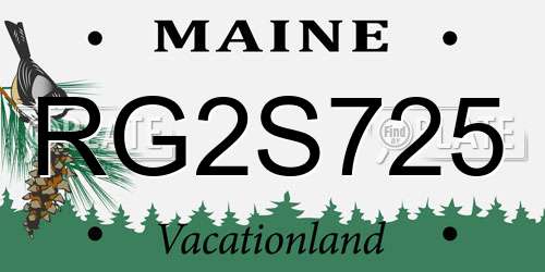 RG2S725 Maine License Plate