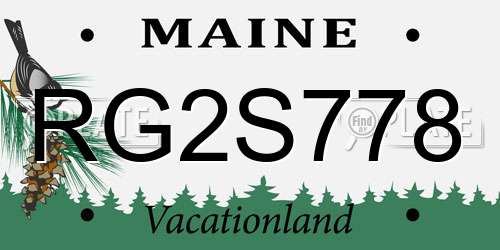 RG2S778 Maine License Plate