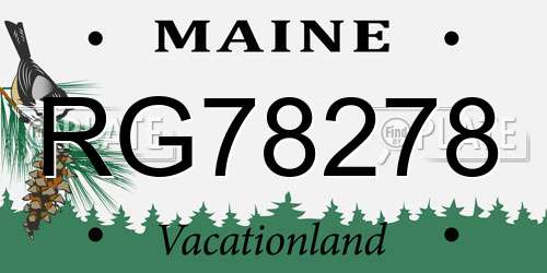 RG78278 Maine License Plate