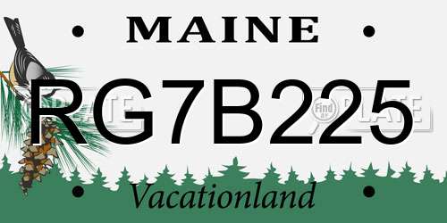 RG7B225 Maine License Plate