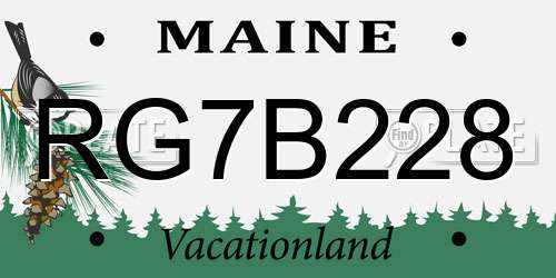 RG7B228 Maine License Plate