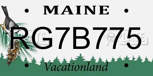 RG7B775 Maine License Plate