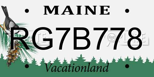 RG7B778 Maine License Plate