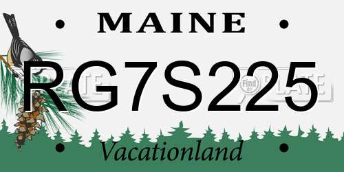 RG7S225 Maine License Plate