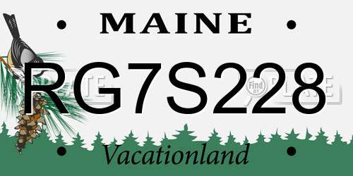 RG7S228 Maine License Plate