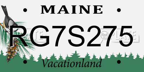 RG7S275 Maine License Plate