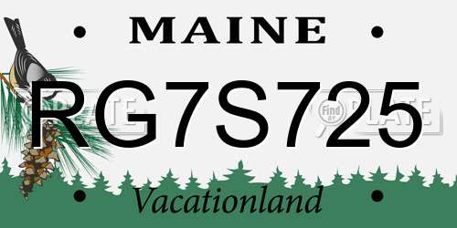 RG7S725 Maine License Plate