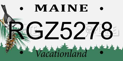 RGZ5278 Maine License Plate