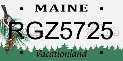 RGZ5725 Maine License Plate