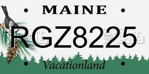 RGZ8225 Maine License Plate