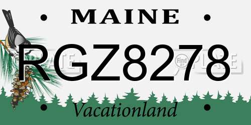RGZ8278 Maine License Plate