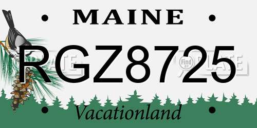 RGZ8725 Maine License Plate