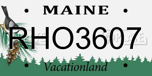 RHO3607 Maine License Plate