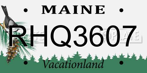 RHQ3607 Maine License Plate