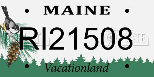 RI21508 Maine License Plate
