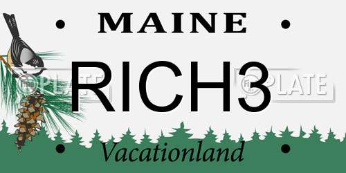 RICH3 Maine License Plate