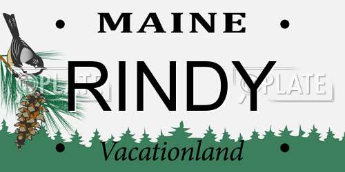 RINDY Maine License Plate
