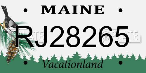 RJ28265 Maine License Plate