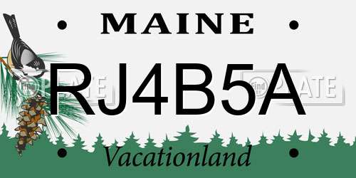 RJ4B5A Maine License Plate