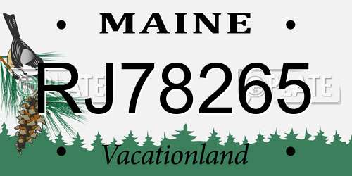 RJ78265 Maine License Plate