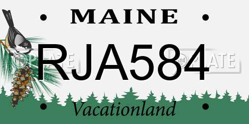 RJA584 Maine License Plate