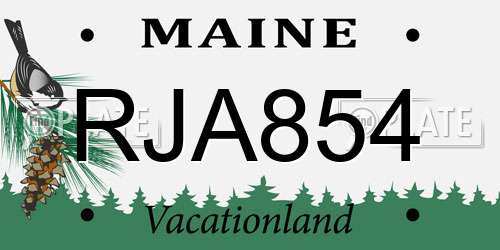 RJA854 Maine License Plate