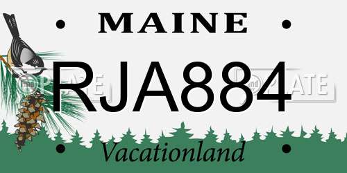 RJA884 Maine License Plate