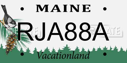 RJA88A Maine License Plate
